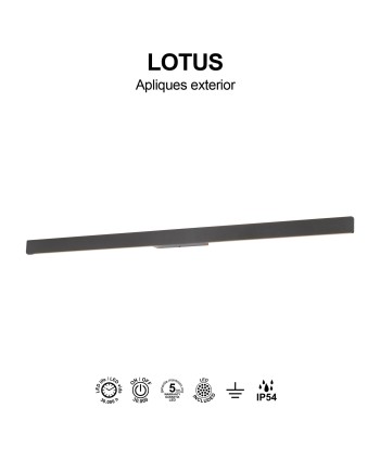 LOTUS * APLIQUE EXTERIOR 24W IP54 3000K GRIS OSCURO